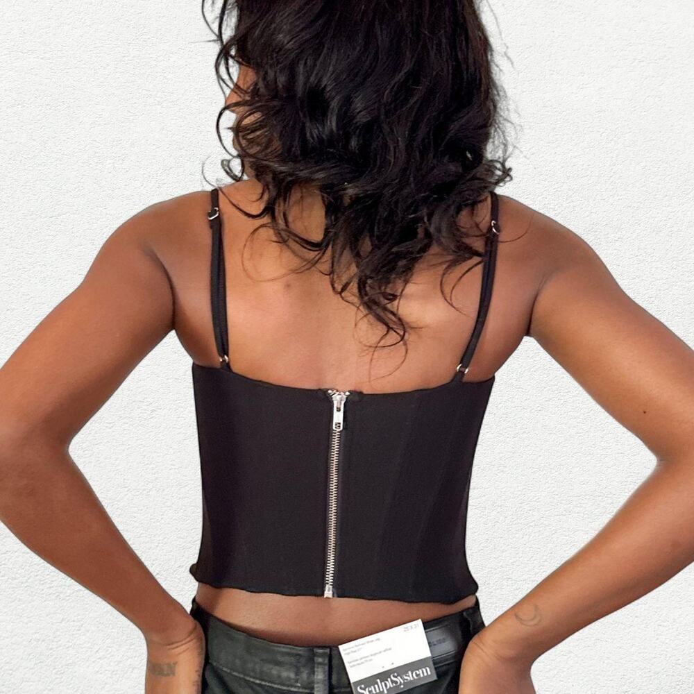 White Fox Boutique "Living It Large" Corset Bustier Tank Top in Black - Picture 7 of 8
